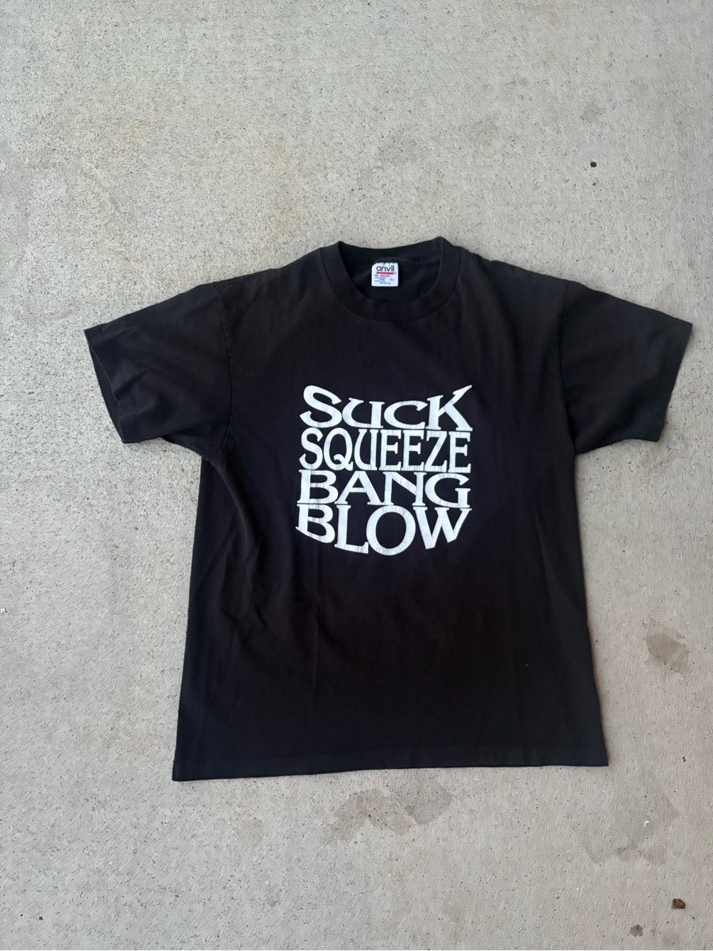 Vintage 90s SD Cycles Hells Kitchen NYC Suck Squeeze Bang Blow Motorcycle Shop L